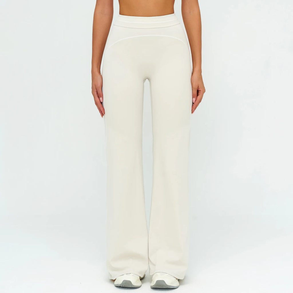 Wholesale Crossover Flare Yoga Pants Women High Waist Tummy Control Color Block Wide Leg Pants