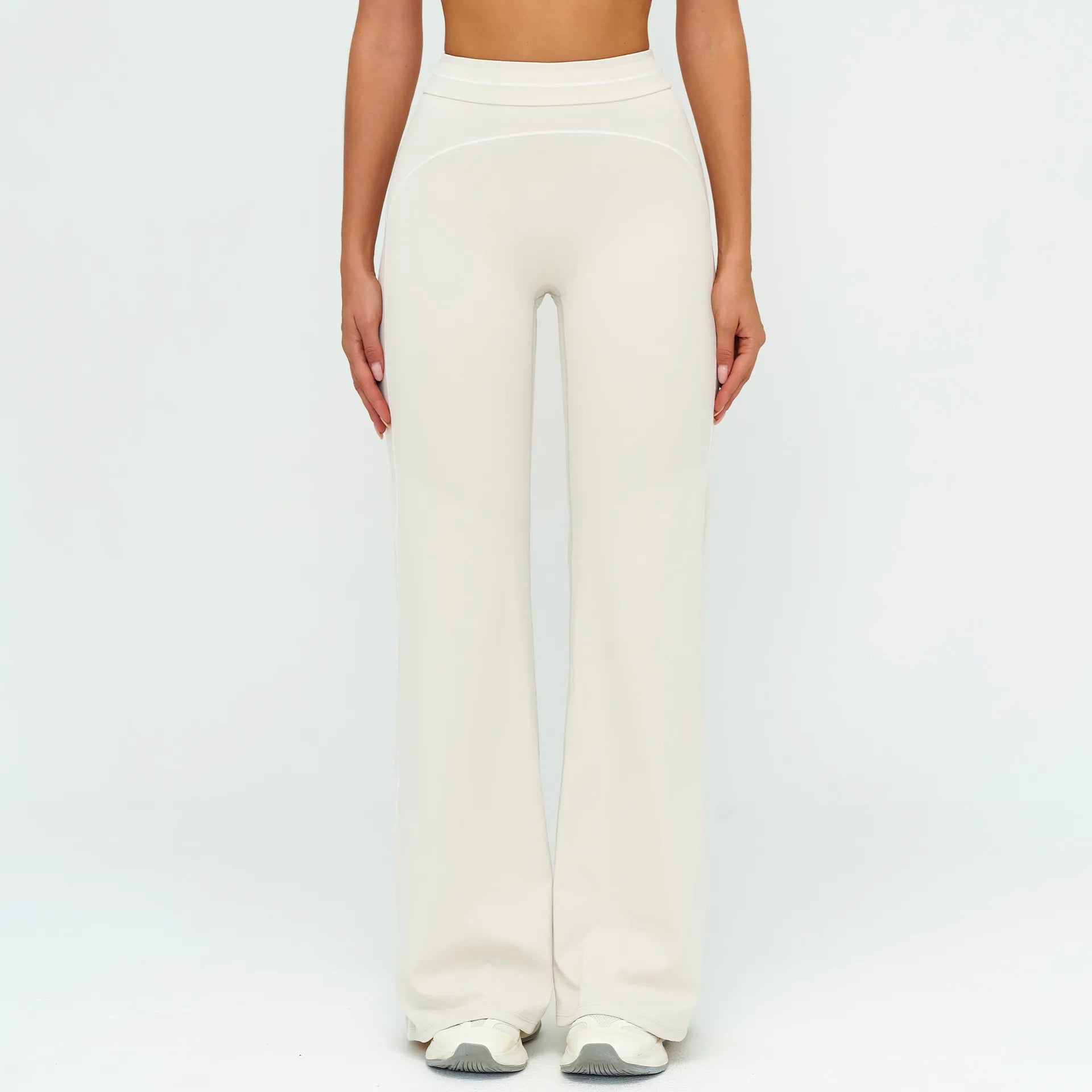 Wholesale Crossover Flare Yoga Pants Women High Waist Tummy Control Color Block Wide Leg Pants