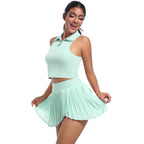 Custom Logo Womens Clothing Yoga Sets Tank Tops for Women Tennis Wear Skirt Set Golf Dress Pleated Skirt Gym Fitness Sportswear
