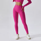 Women's High Waist Seamless Yoga Leggings Breathable Gym Clothing Elastic Waist Wholesale Scrunch Butt Push Leggings Solid