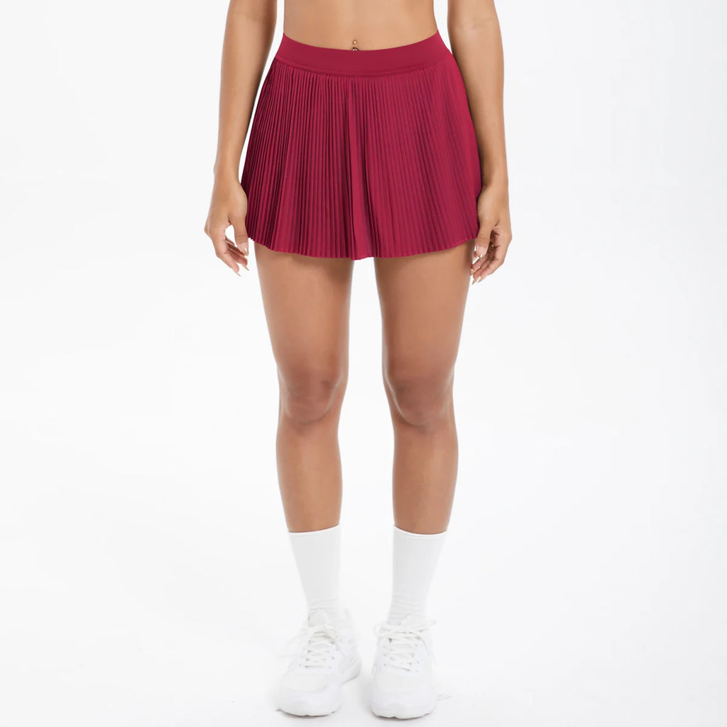 High Quality Casual Pleated Sports Skirt with Quick Drying Side Pockets Anti-Slip Fitness Skirt for Tennis Gym Wear Front Logo