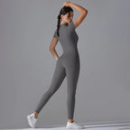 Custom Logo Women's Jumpsuit With Zipper Quick Dry Fitness Sport Active Wear Workout One Piece Fitness Yoga Wear Playsuit