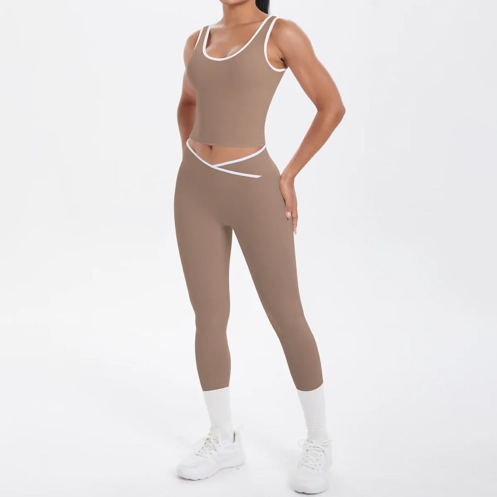 High Quality Four-Way Stretch Gym Fitness Sets for Women Solid Pattern Yoga Bra & Leggings Plus Size Sports Outfit for Workout