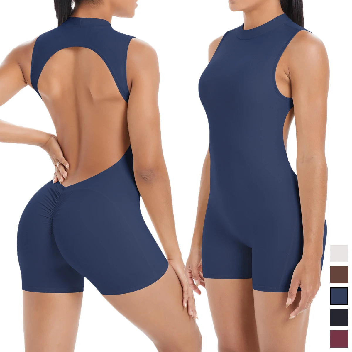 Sleeveless Cut Yoga Jumpsuits Built-In Bra Yoga One Piece Exercise Fitness Yoga Sports Vest One Piece Imagen principal del producto