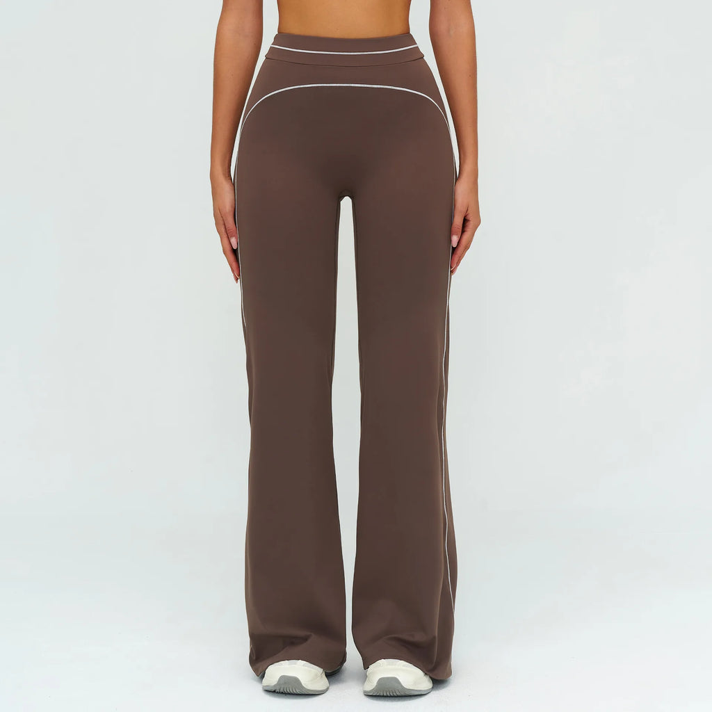 Wholesale Crossover Flare Yoga Pants Women High Waist Tummy Control Color Block Wide Leg Pants
