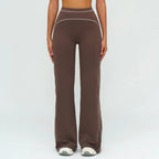 Wholesale Crossover Flare Yoga Pants Women High Waist Tummy Control Color Block Wide Leg Pants