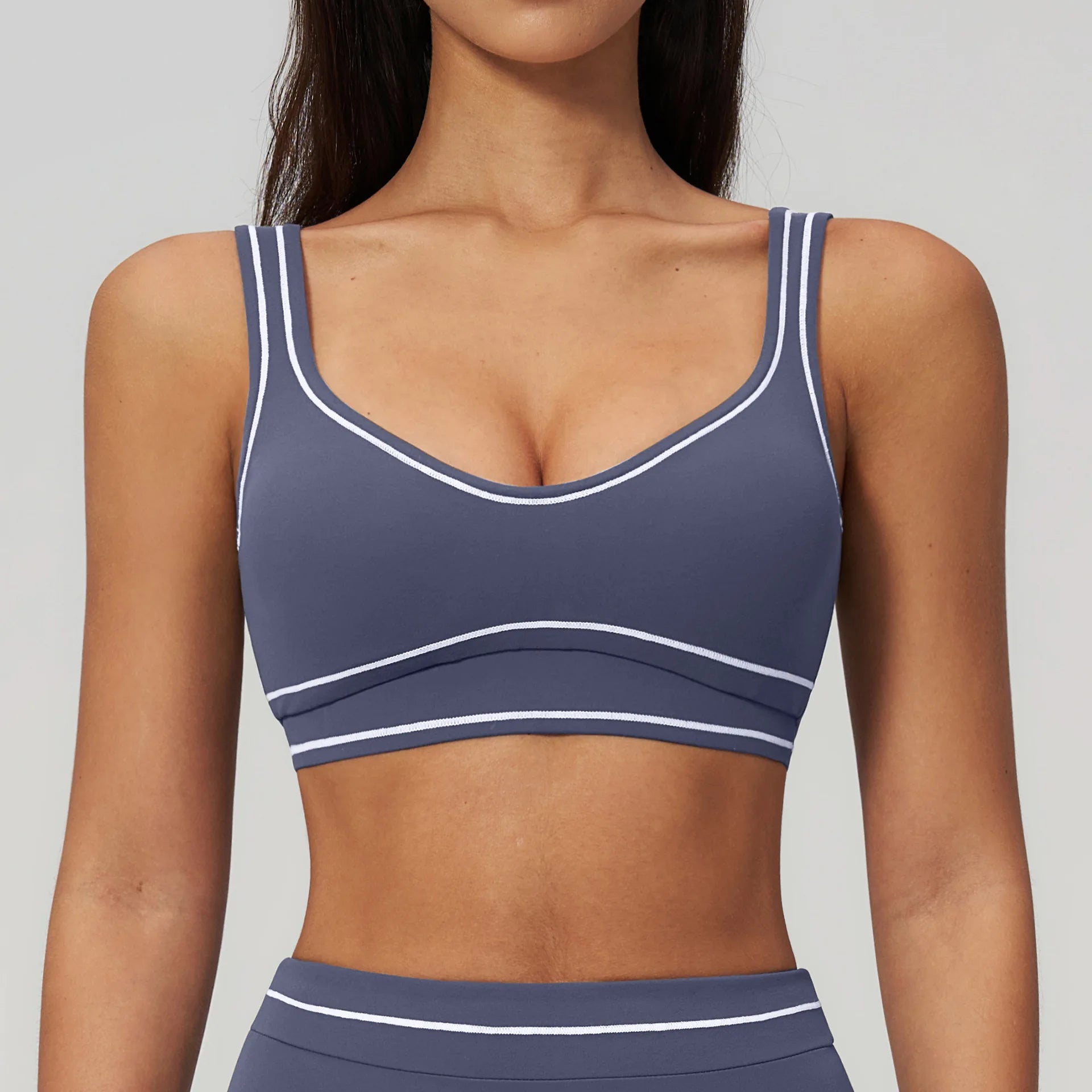 Brushed Yoga Bra Women Naked Feeling Color Block Sports Bra Padded Shockproof Fitness Workout Bra