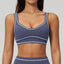 Brushed Yoga Bra Women Naked Feeling Color Block Sports Bra Padded Shockproof Fitness Workout Bra