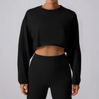 Custom Logo Fitness Sports Pullover Women Leisure Loose Long Sleeve Crop Top Pump Cover
