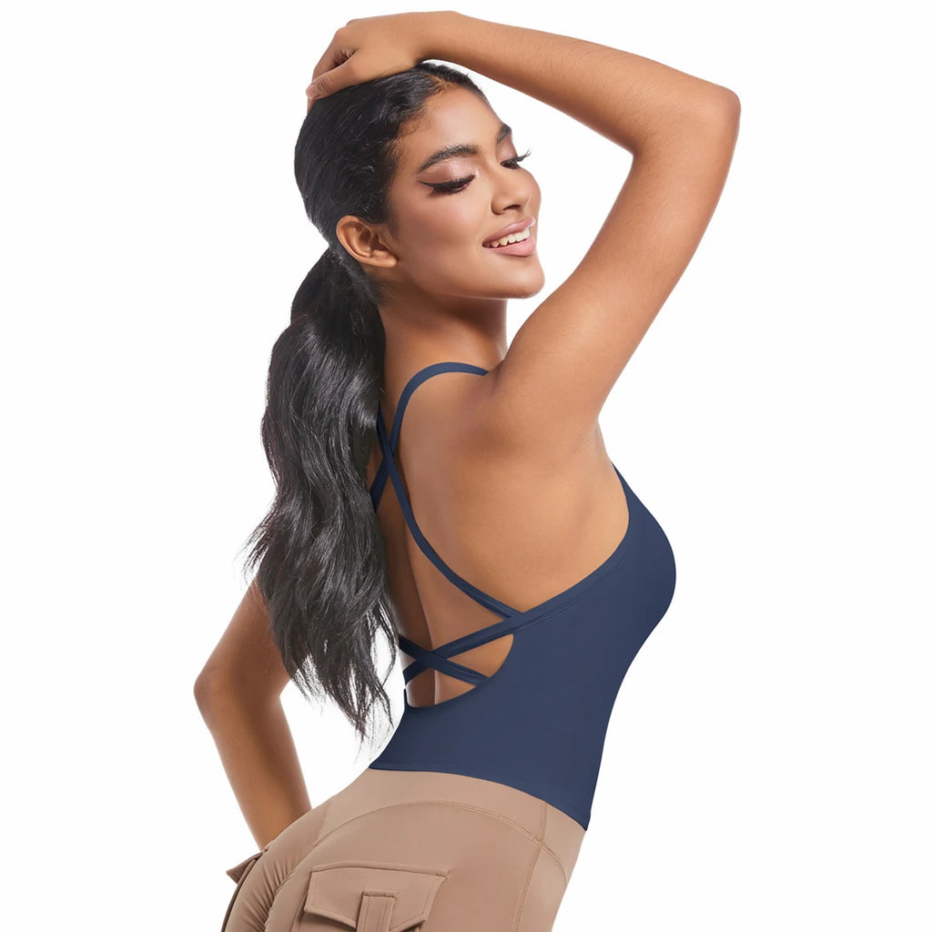 Cross Back Yoga Tank Top Quick Dry Breathable Running Bra Gym Fitness Crop Vest Sleeveless Sports Tops Yoga Tank Top for Women