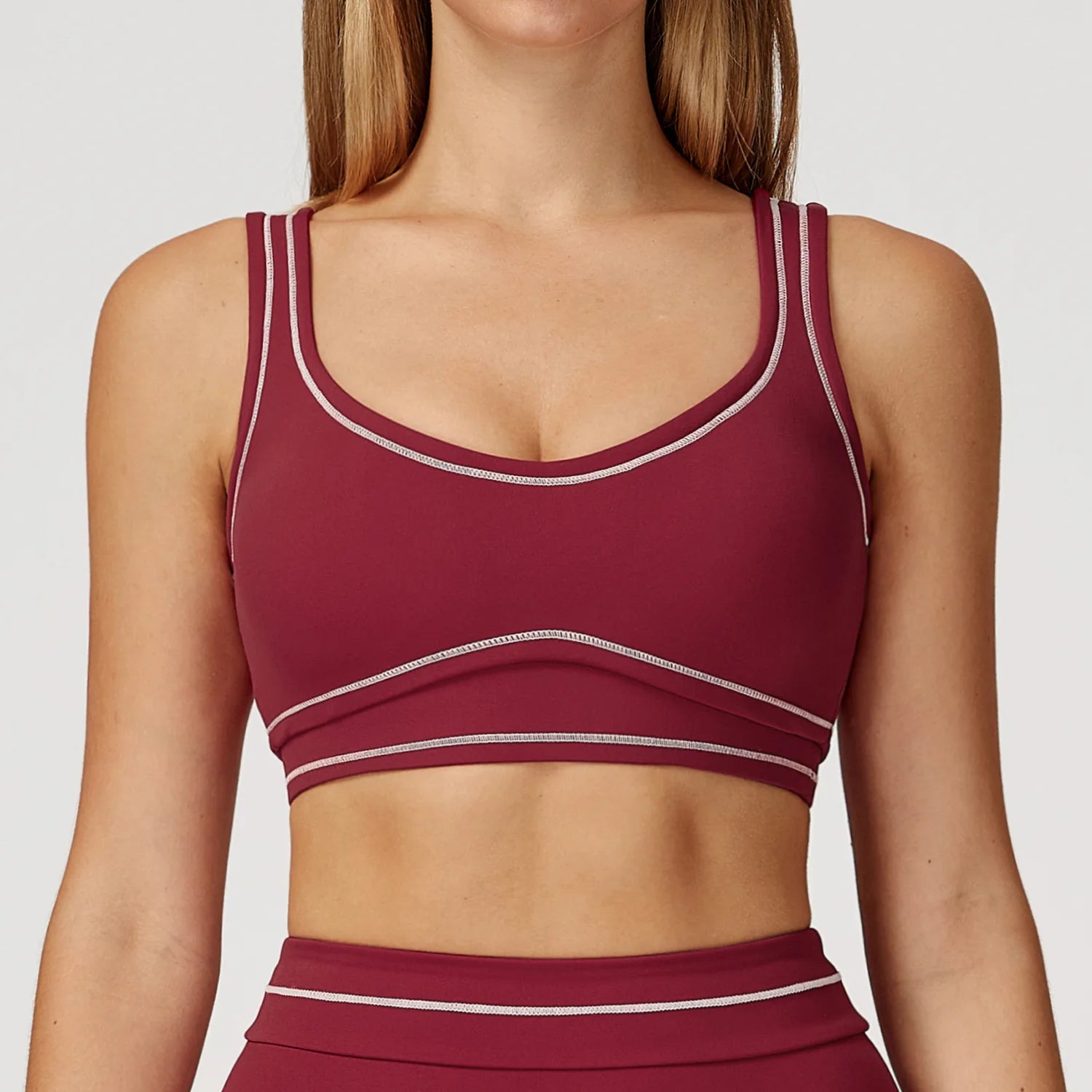 Brushed Yoga Bra Women Naked Feeling Color Block Sports Bra Padded Shockproof Fitness Workout Bra