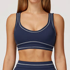 Brushed Yoga Bra Women Naked Feeling Color Block Sports Bra Padded Shockproof Fitness Workout Bra