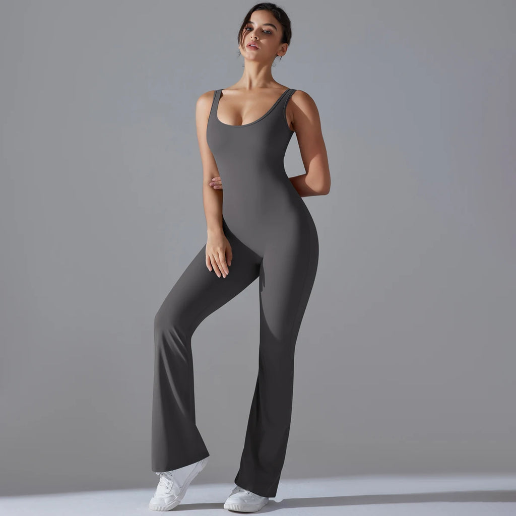 Women Jumpsuit Wide Leg Backless Jumpsuit Women Yoga Fitness Wear Bodysuit Hollow Out Gym Jumpsuits for Women