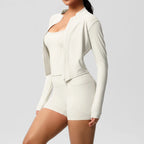 Wholesale Custom High Quality Women's Activewear Lightweight Breathable 3-Piece Yoga Set Long Sleeve Pants Butt Lift Casual Sets