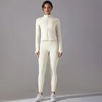 High Quality Women's Quick Dry Yoga Sports Suit Fashionable Slim Gym Fitness Zipper Track Leggings Breathable Lightweight Jacket