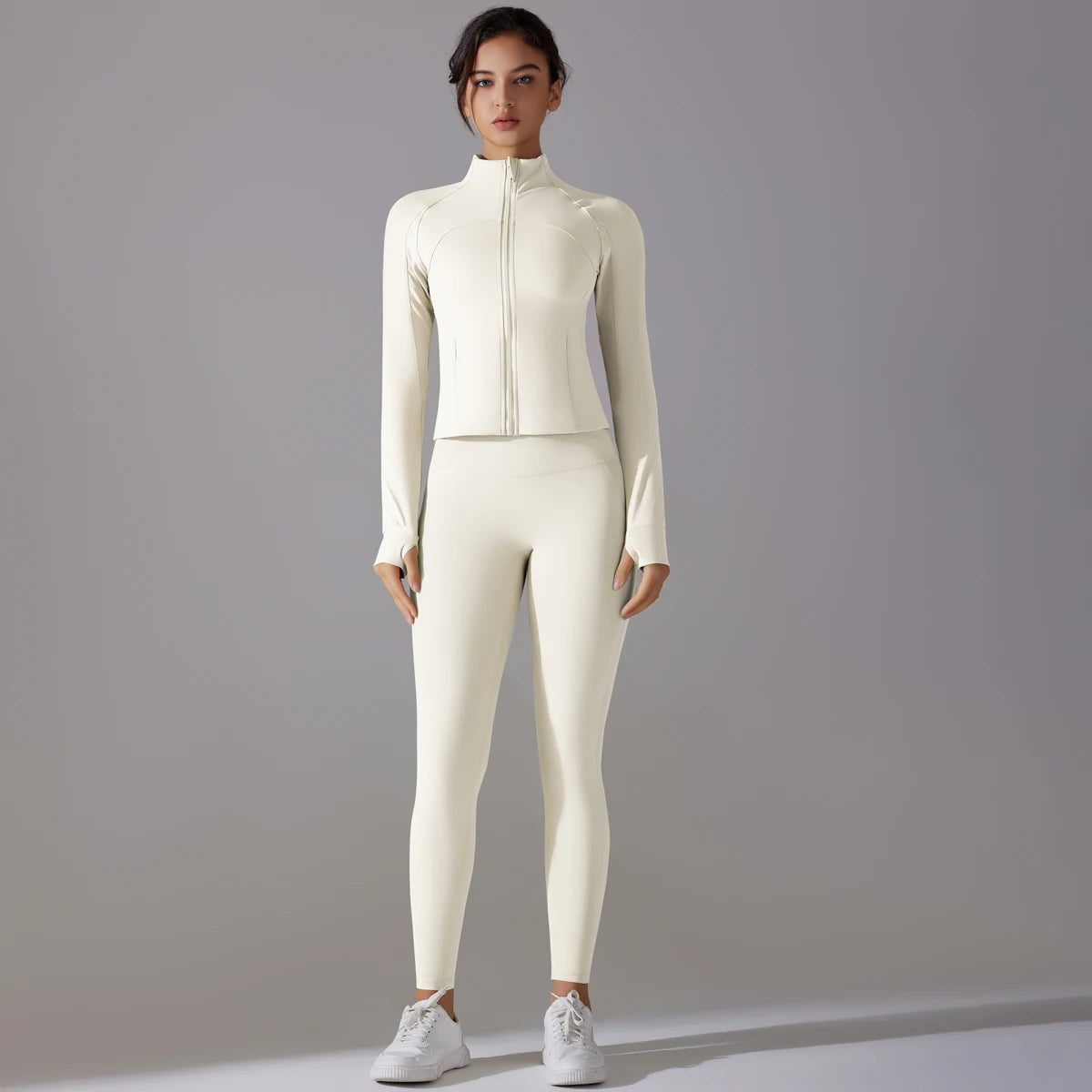 High Quality Women's Quick Dry Yoga Sports Suit Fashionable Slim Gym Fitness Zipper Track Leggings Breathable Lightweight Jacket