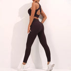 2024 New Design Ribbed Yoga Set Gym Fitness Bra Leggings Set Custom Logo Active Wear
