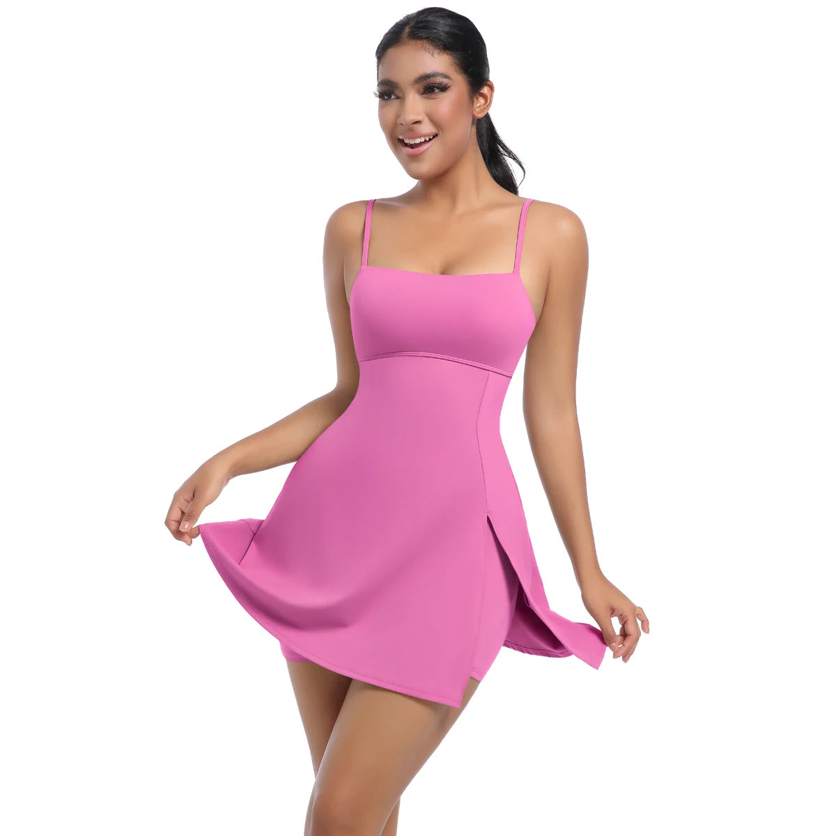 Custom Women's Sleeveless Moisture Wicking Tennis Dresses Flared Pleated Golf Jumpsuit Gym Skirts for Sports Wear Imagen secundaria del producto