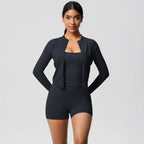 Wholesale Custom High Quality Women's Activewear Lightweight Breathable 3-Piece Yoga Set Long Sleeve Pants Butt Lift Casual Sets