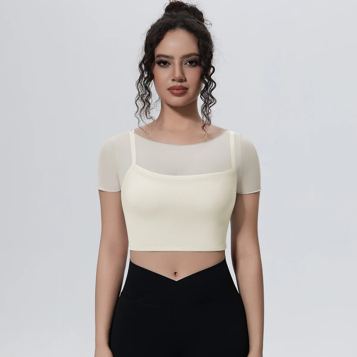 High Support Sports Bra Women Seamless Mesh Padded Yoga Top Shockproof Breathable Fitness Workout Bra