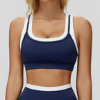 New Design Yoga Bra Women Naked Feeling Ribbed Color Block Sports Bra Padded Fitness Workout Top Activewear